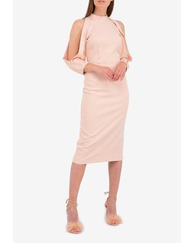 Cushnie et Ochs Cold-Shoulder Pencil Dress - Pink