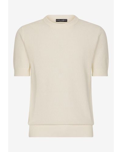 Dolce & Gabbana Knitted Short-Sleeved T-Shirt - Natural