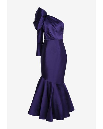 Solace London Heyam One-Shoulder Maxi Dress - Blue