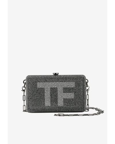 Tom Ford Mini Tf Crystal-Embellished Box Clutch With Dual Straps - Black