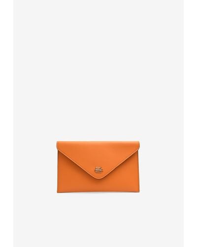 Etro Envelope Leather Pouch - Orange