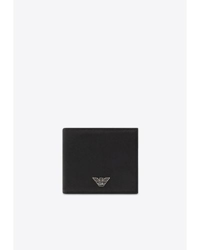 Emporio Armani Logo Plaque Leather Bi-Fold Wallet - White