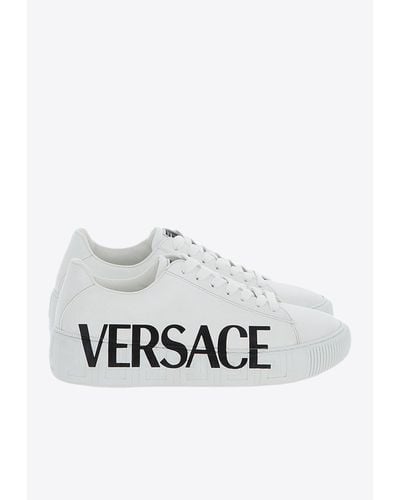 Versace Greca Logo Leather Sneaker - White