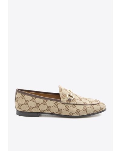 Gucci Jordaan Horsebit Monogram Loafers - White