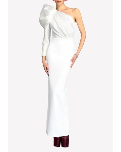 Solace London Lexi One-shoulder Evening Gown - White