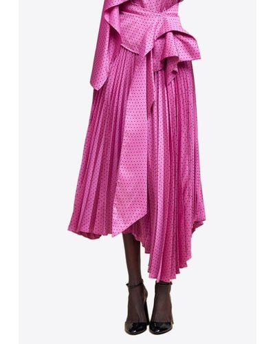 Acler Sampson Polka Dot Pleated Midi Skirt - Pink