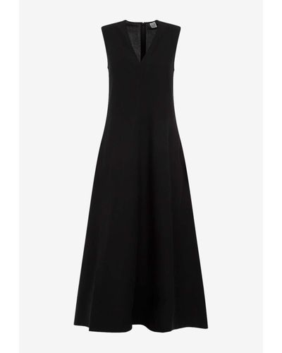Totême V-Neck Midi Dress - Black