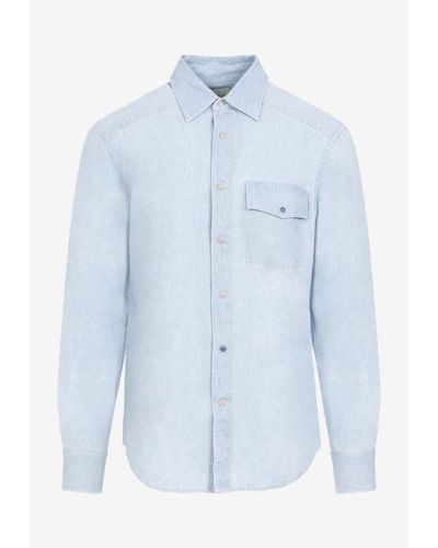 Paul Smith Long-Sleeved Denim Shirt - Blue