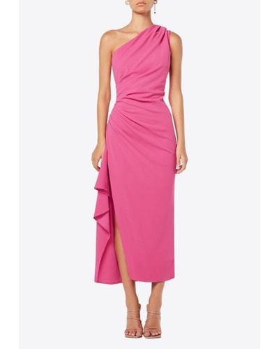 Elliatt Purdie One-Shoulder Midi Dress - Pink