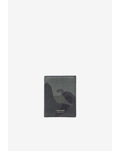 Tom Ford Camouflage Print Bi-Fold Leather Cardholder - White