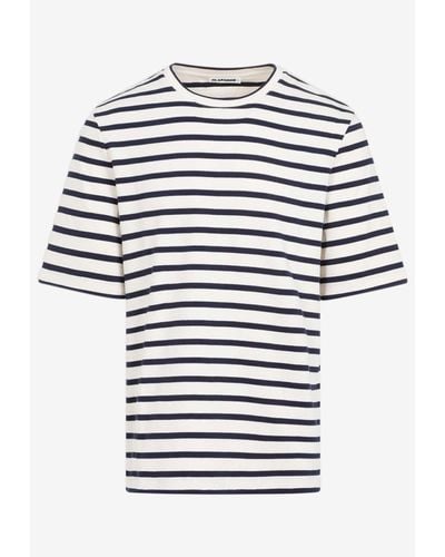 Jil Sander Striped Crewneck T-Shirt - Blue