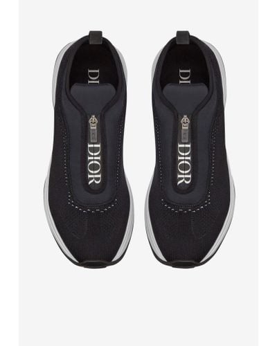 Dior B25 Neoprene & Mesh Low Top Sneakers With Logo Print - Black