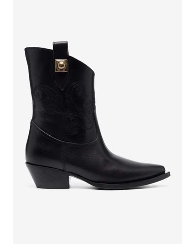 Etro Crown Me Ankle Leather Boots - Black
