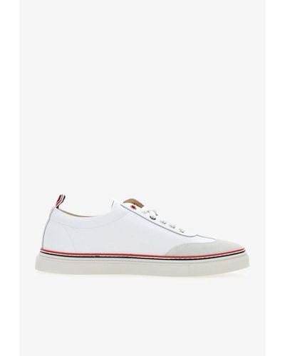 Thom Browne Low-Top Calfskin Sneakers - White