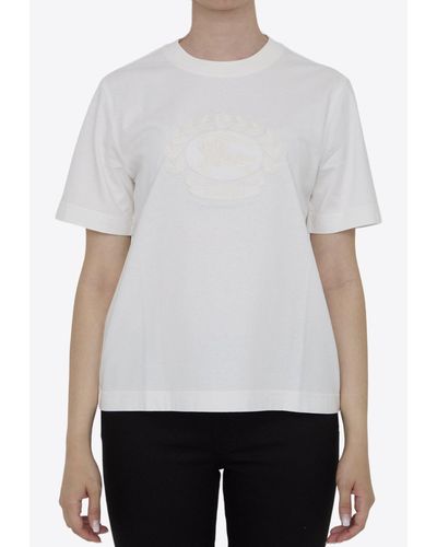 Burberry Logo-Embroidered Short-Sleeved T-Shirt - White