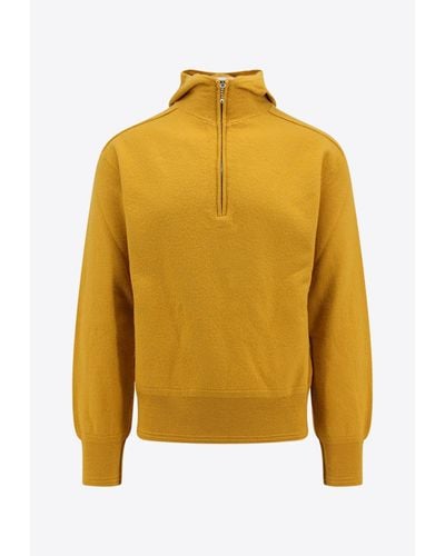 Burberry Half-Zip Wool Hooded Jumper - Yellow