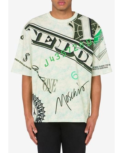 Moschino Dollar-Print Short-Sleeved T-Shirt - Green
