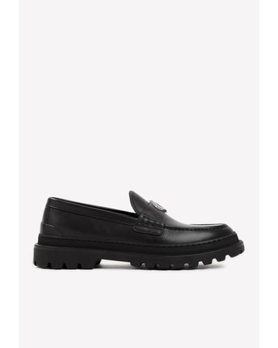 Dior Cd Logo Leather Loafers - Black