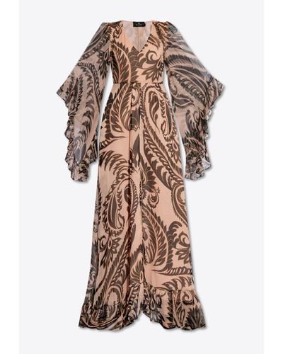 Etro Angkor Print Silk Maxi Dress - Natural