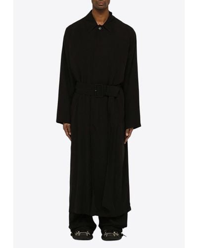 Balenciaga Single-Breasted Long Coat - Black
