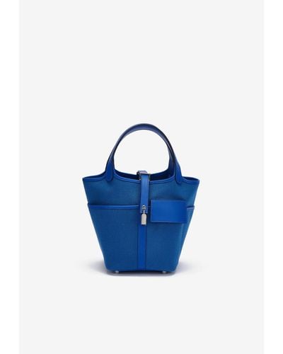 Hermès Picotin Cargo 18 In Bleu Royal Toile And Bleu Egee Swift With Palladium Hardware - Blue