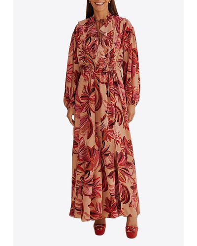 FARM Rio Floral Tapestry Maxi Dress - Red