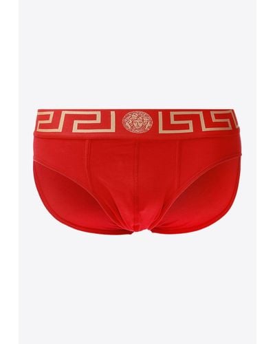 Versace Greca Border Briefs - Red