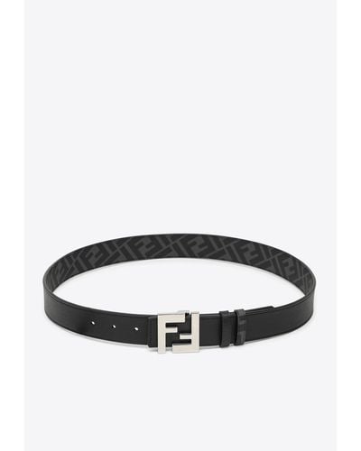 Fendi Reversible Ff Monogram Leather Belt - White