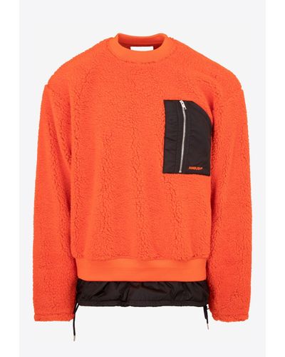 Ambush Drawstring Hem Sweater In Wool Fleece - Orange