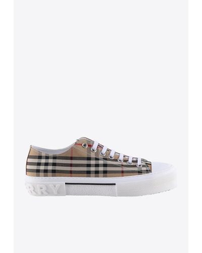 Burberry Check Pattern Low-Top Trainers - White