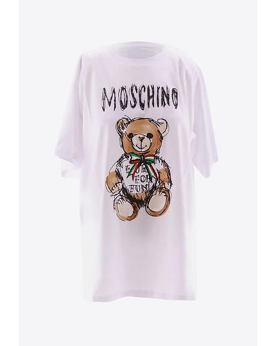 Moschino Teddy Bear Print Oversized T-Shirt - White