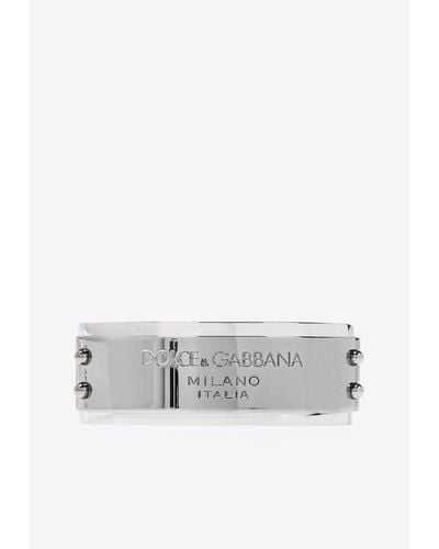 Dolce & Gabbana Logo-Engraved Cuff Bracelet - White