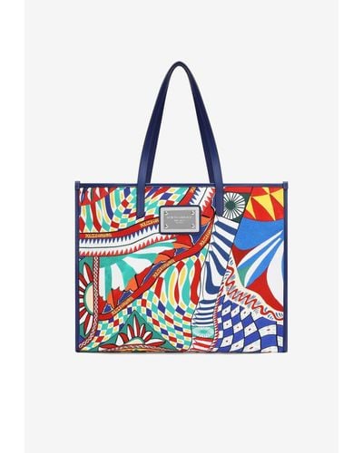 Dolce & Gabbana Large Psychedelic Carretto Print Tote Bag - Red