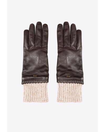 Chloé Jamie Leather Gloves - Black