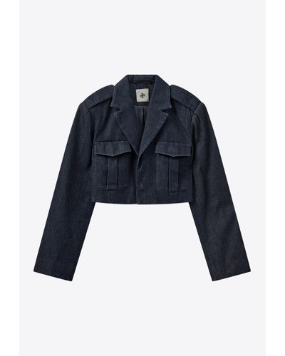 THE GARMENT The Eclipse Cropped Denim Jacket - Blue