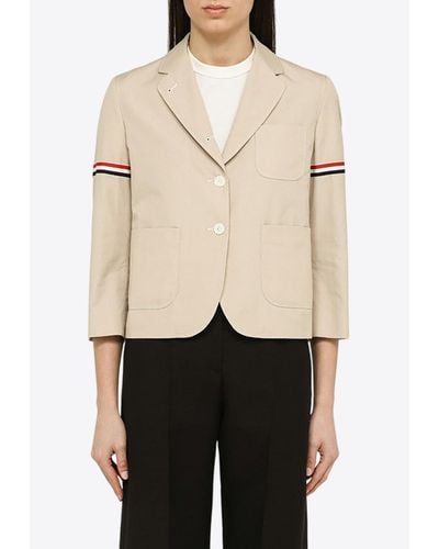 Thom Browne Buttoned Cropped Blazer - Natural