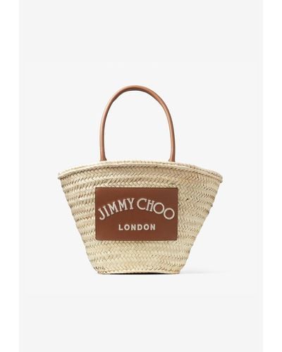 Jimmy Choo Medium Raffia Beach Basket Bag - Natural