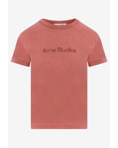 Acne Studios Faded Logo Crewneck T-Shirt - Pink