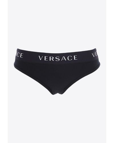 Versace Logo Lettering Briefs - Black