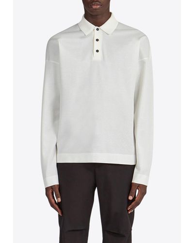 Ferragamo Long-Sleeved Polo T-Shirt - White