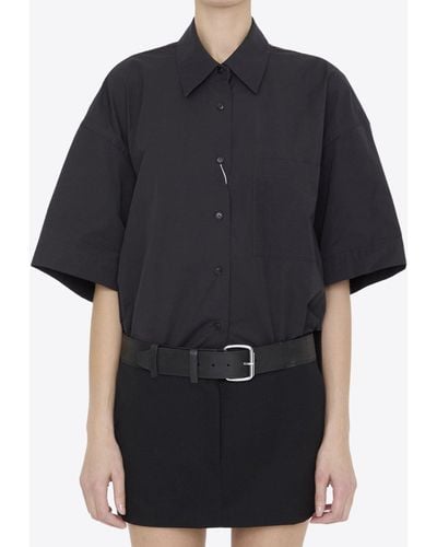 Alexander Wang Belted Hybrid Mini Shirt Dress - Black