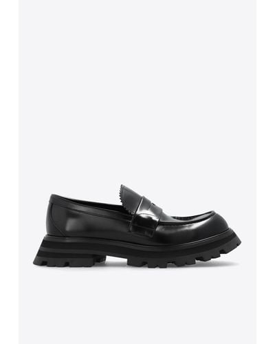 Alexander McQueen Wander Leather Exaggerated Loafers - Black