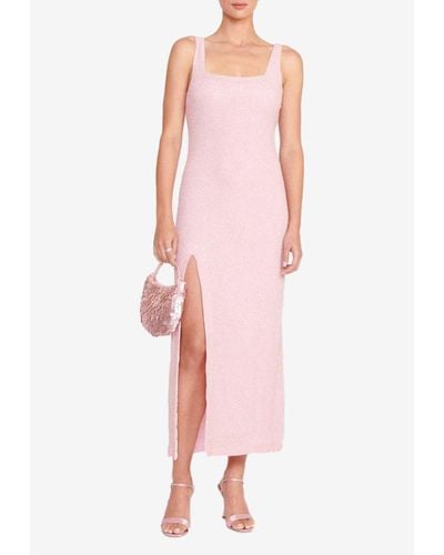 STAUD Le Sable Embellished Midi Dress - Pink