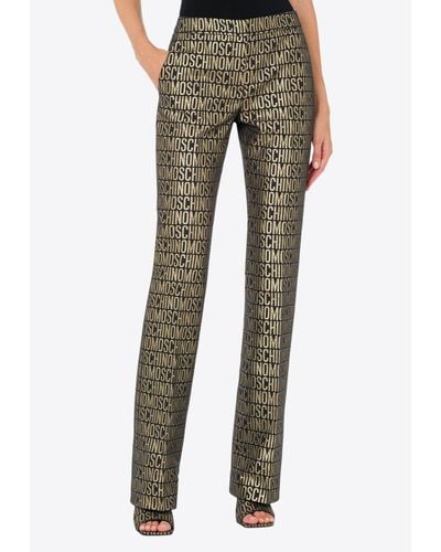 Moschino All-Over Logo Tailored Pants - Green