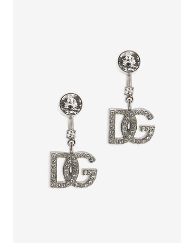 Dolce & Gabbana Crystal-Embellished Dg Earrings - White