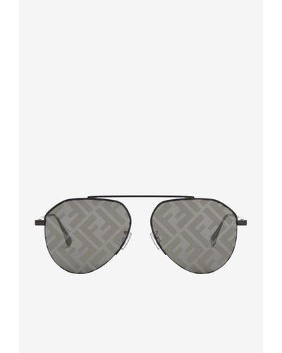 Fendi Logo Lens Aviator Sunglasses - Gray