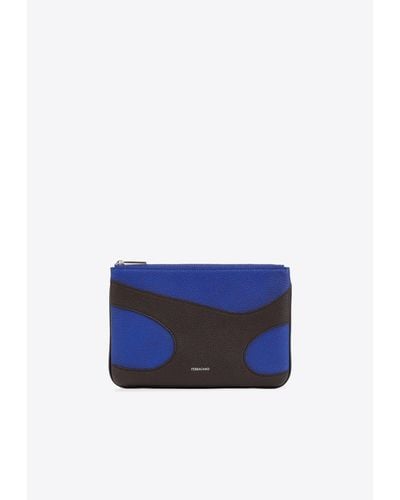 Ferragamo Cut-Out Leather Pouch - Blue