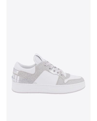 Jimmy Choo Florent Leather Low-Top Sneakers - White