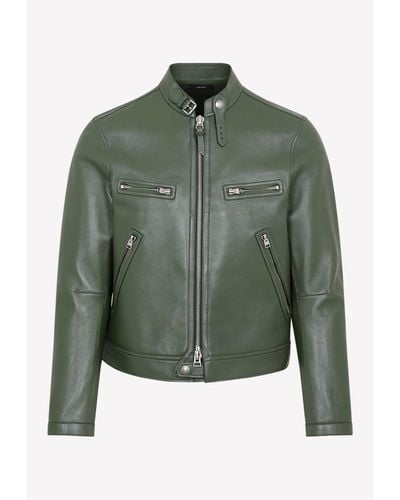 Tom Ford Biker Leather Jacket - Green