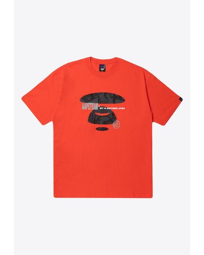 Aape Moonface Printed Crew Neck T-Shirt - Red